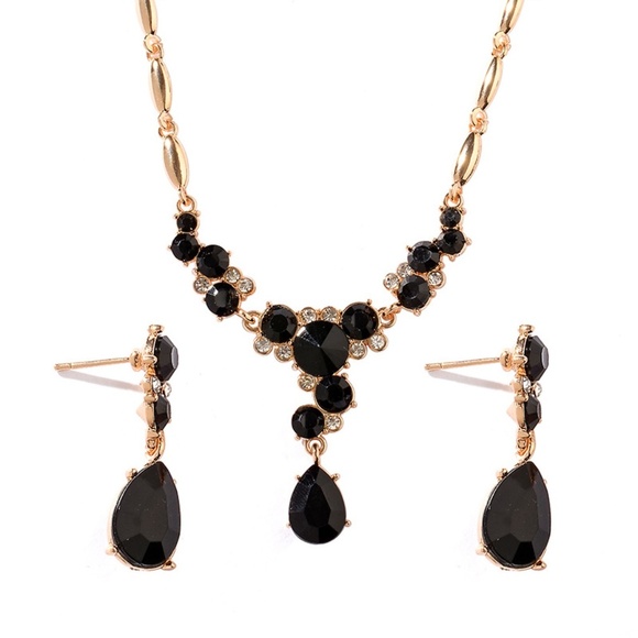 **ELIANA* 3-Pc Black x Gold Fashion Jewelry Set - Picture 1 of 3